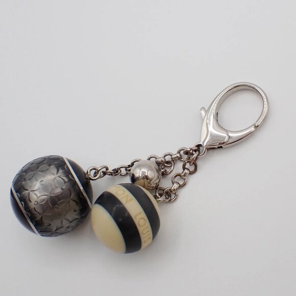 LOUIS VUITTON Logo Bijoux Sac Mini Lin Bag Charm Silver Black - Picture 2 of 7